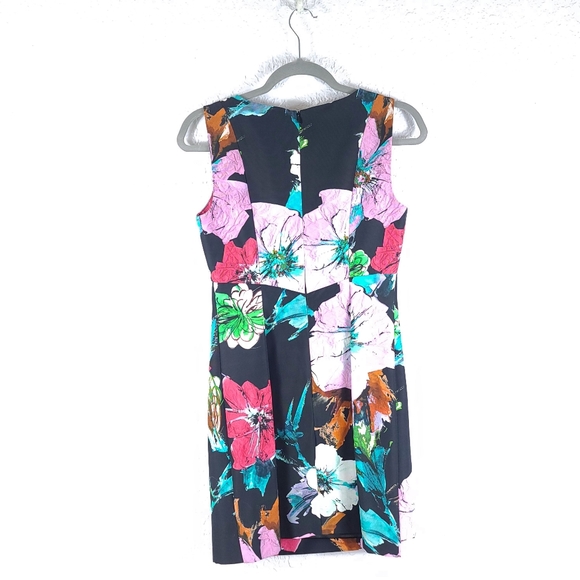 MILLY Black Floral Mini Sheath Cocktail Dress - Picture 9 of 15